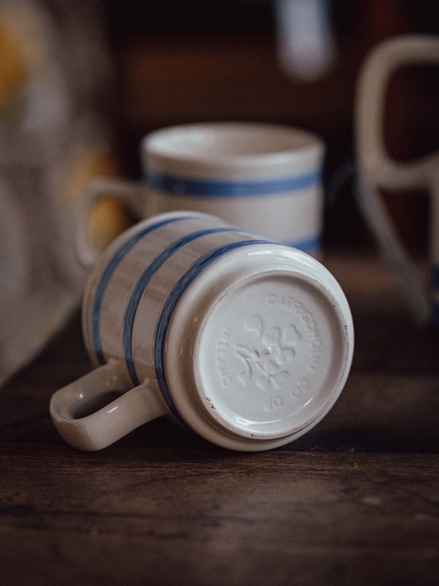 Oxford Catering Ware Blue Banded Teapot and Cups