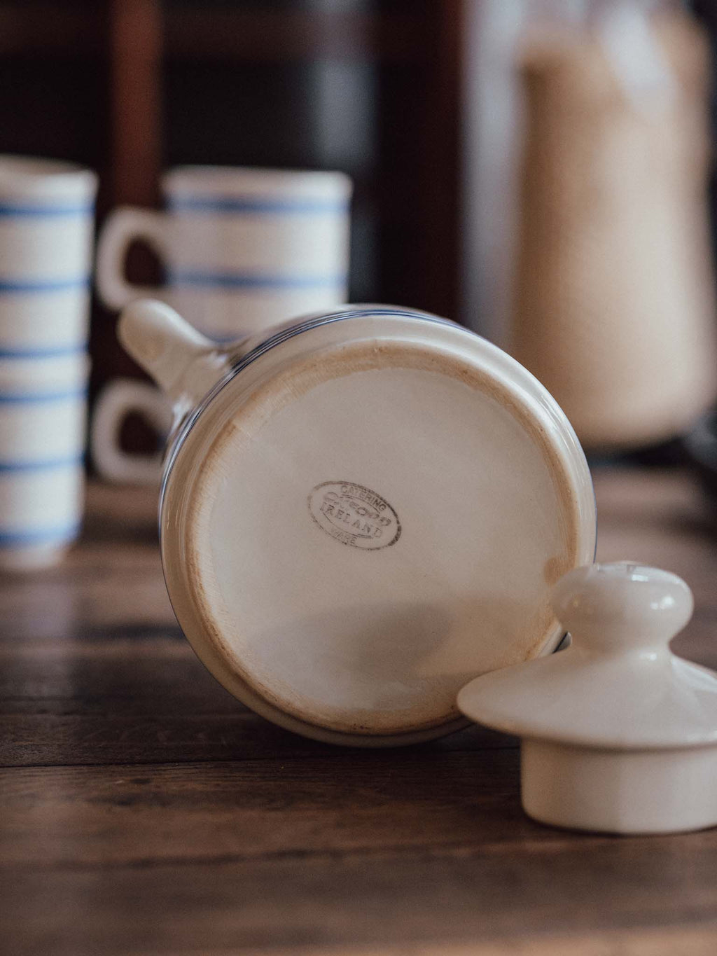 Oxford Catering Ware Blue Banded Teapot and Cups