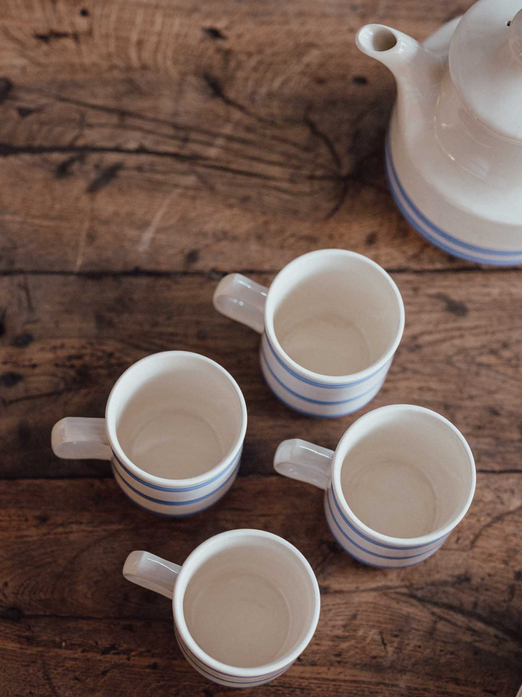 Oxford Catering Ware Blue Banded Teapot and Cups