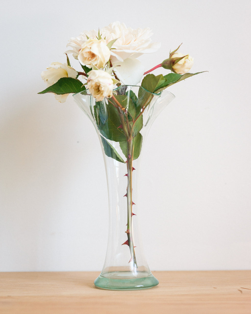 Vintage ruffled art glass vase