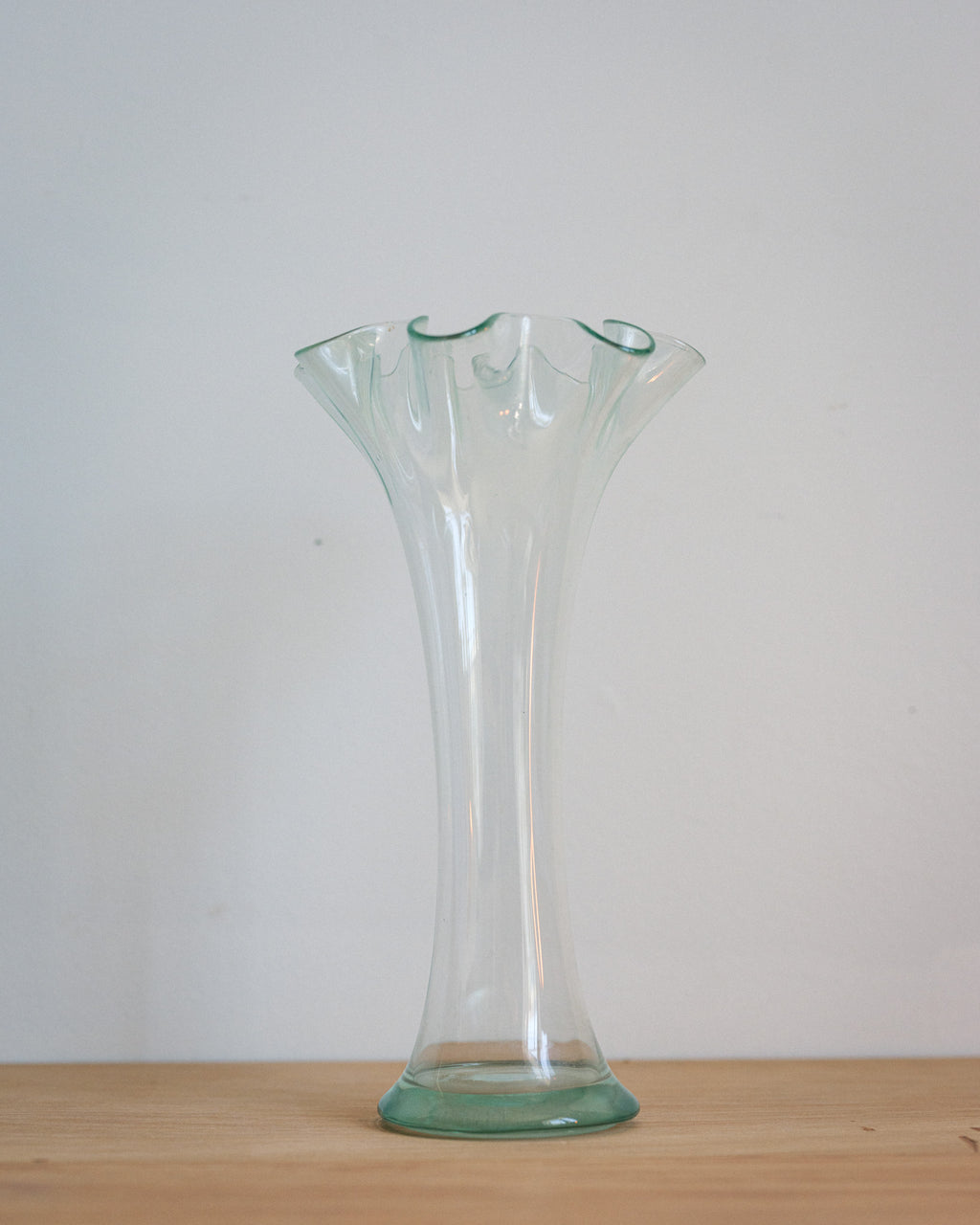 Vintage ruffled art glass vase