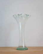 Vintage ruffled art glass vase