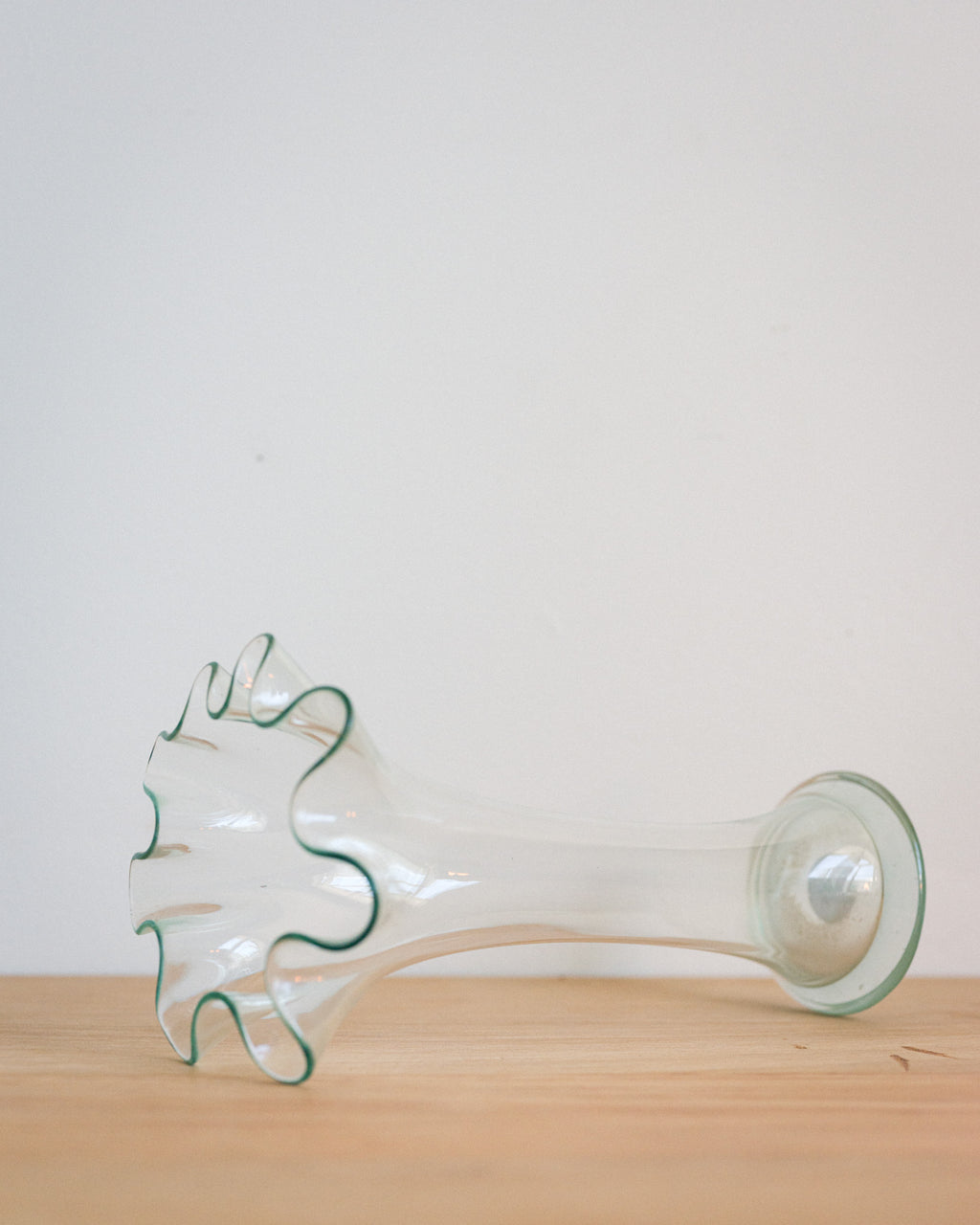 Vintage ruffled art glass vase