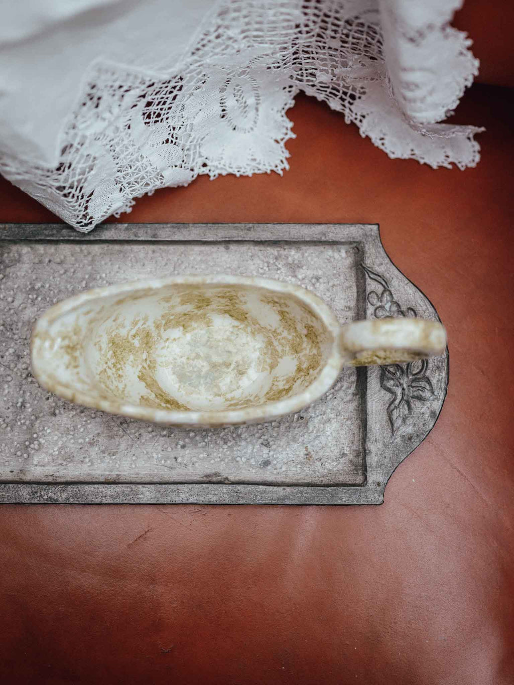 Handmade Spongeware Extra Large Sauce Boat