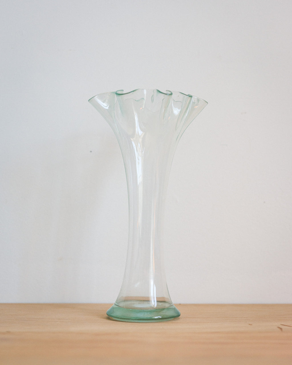 Vintage ruffled art glass vase