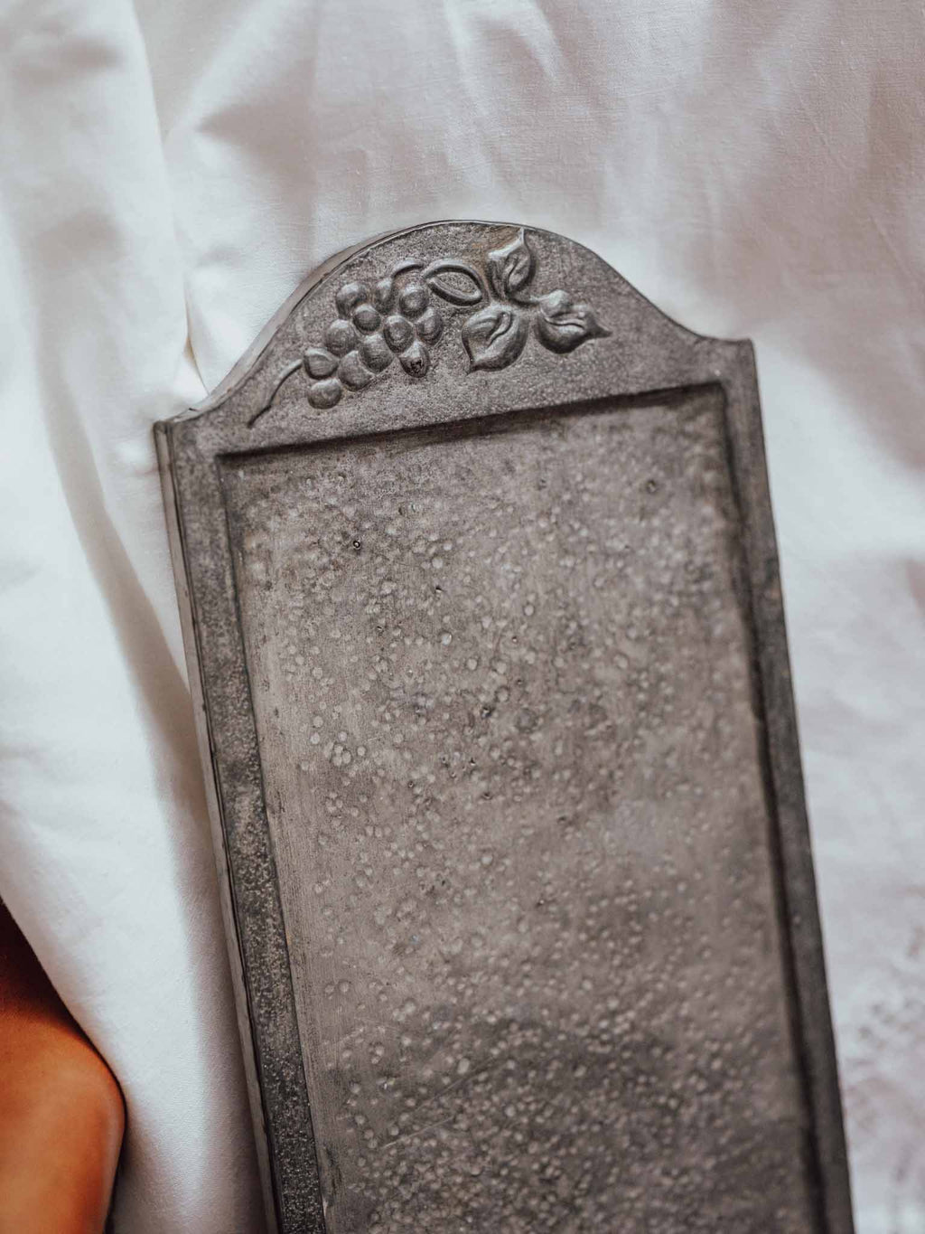 Hand Beaten Metal Tray with Grape Motif