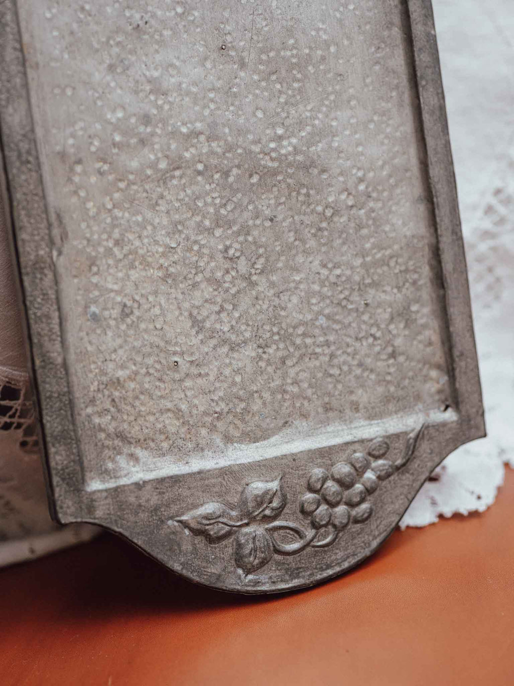 Hand Beaten Metal Tray with Grape Motif
