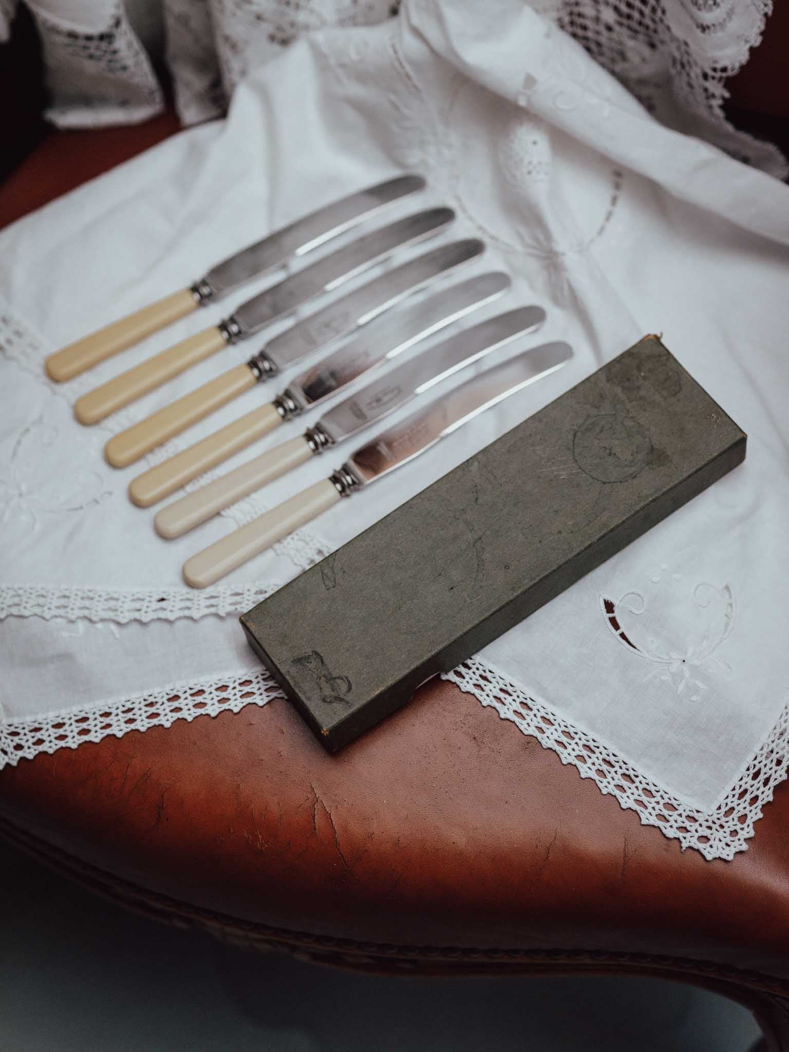 Edwin Dale Sheffield England Faux Bone Knives Set of 6