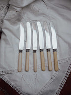 Edwin Dale Sheffield Faux Bone Table Knives Set of 6