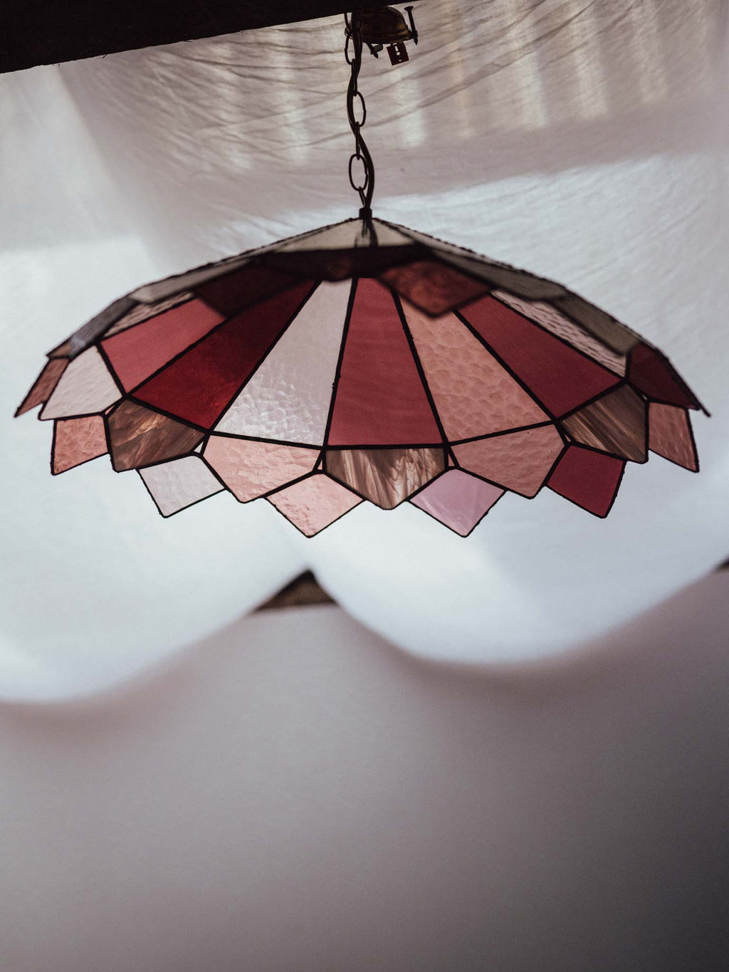 Extra Large Vintage Stained Leadlight Shade
