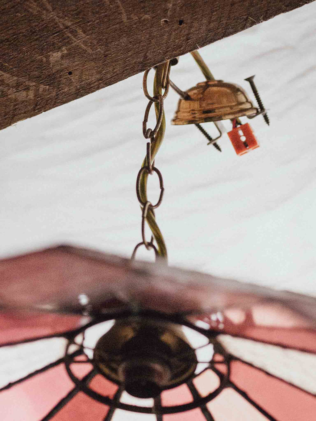 Extra Large Vintage Stained Leadlight Shade