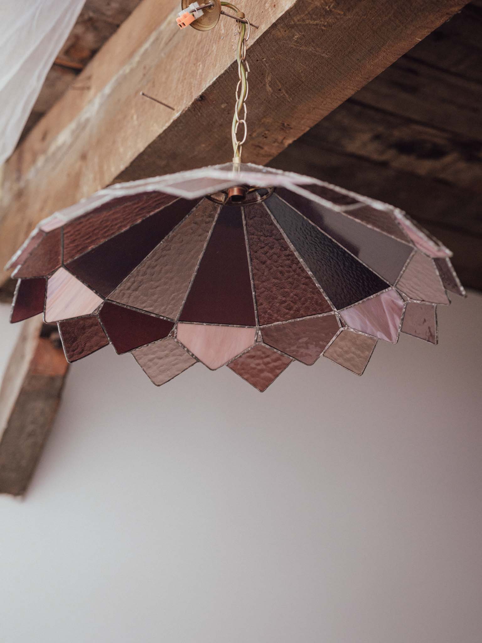 Extra Large Vintage Stained Leadlight Shade