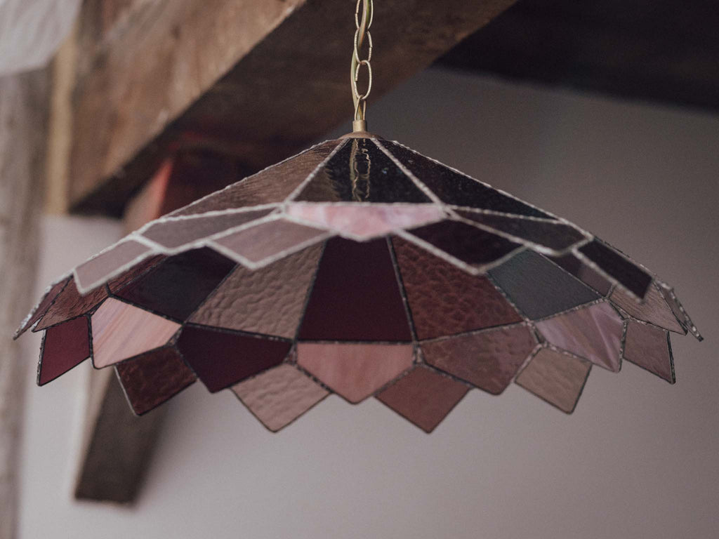 Extra Large Vintage Stained Leadlight Shade
