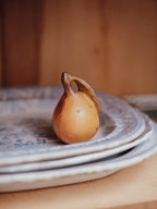 Turned Wooden Pear with Carved Stalk