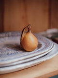 Turned Wooden Pear with Carved Stalk
