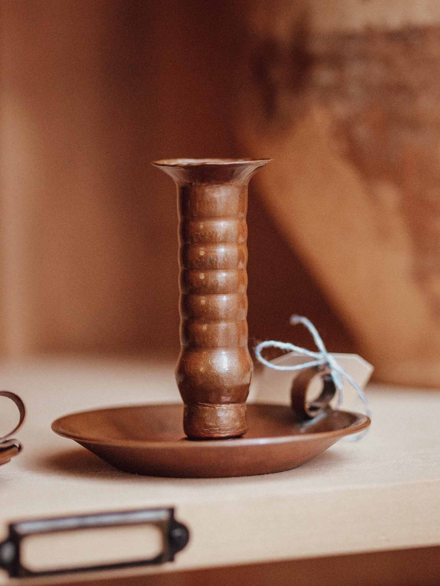 Pair of Vintage Copper Chamber Candlesticks