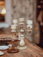Vintage Onyx and Brass Five Light Candelabra