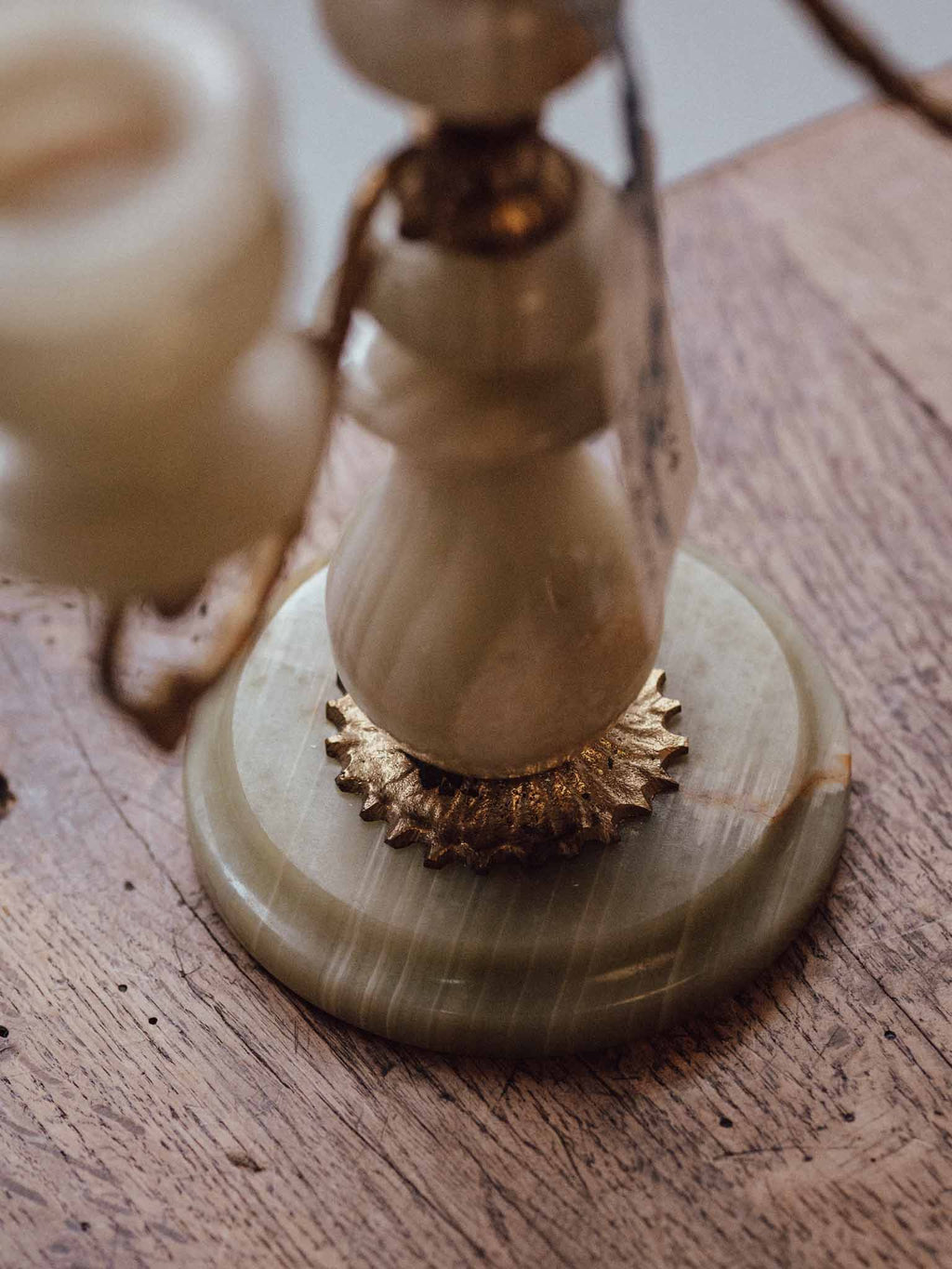 Vintage Onyx and Brass Five Light Candelabra