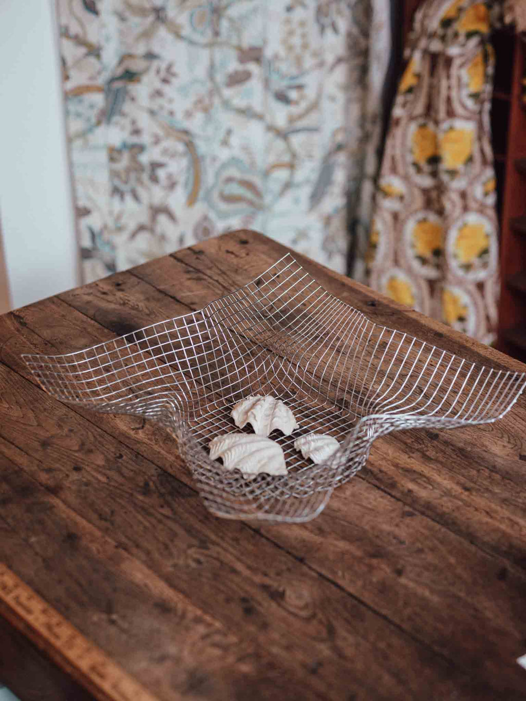 Mid Century Woven Wire Mesh Bowl with Folded Corners