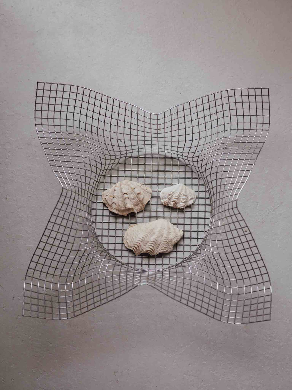 Mid Century Woven Wire Mesh Bowl with Folded Corners