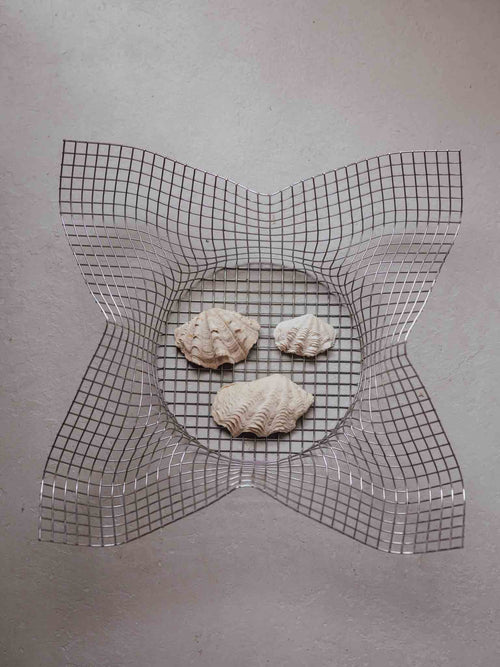 Mid Century Woven Wire Mesh Bowl with Folded Corners