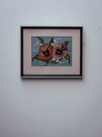 Vintage Framed Pansy Needlepoint Picture