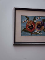 Vintage Framed Pansy Needlepoint Picture