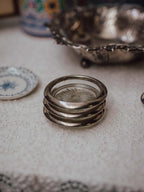 Set of Three Vintage Silver Plated Glass Coasters