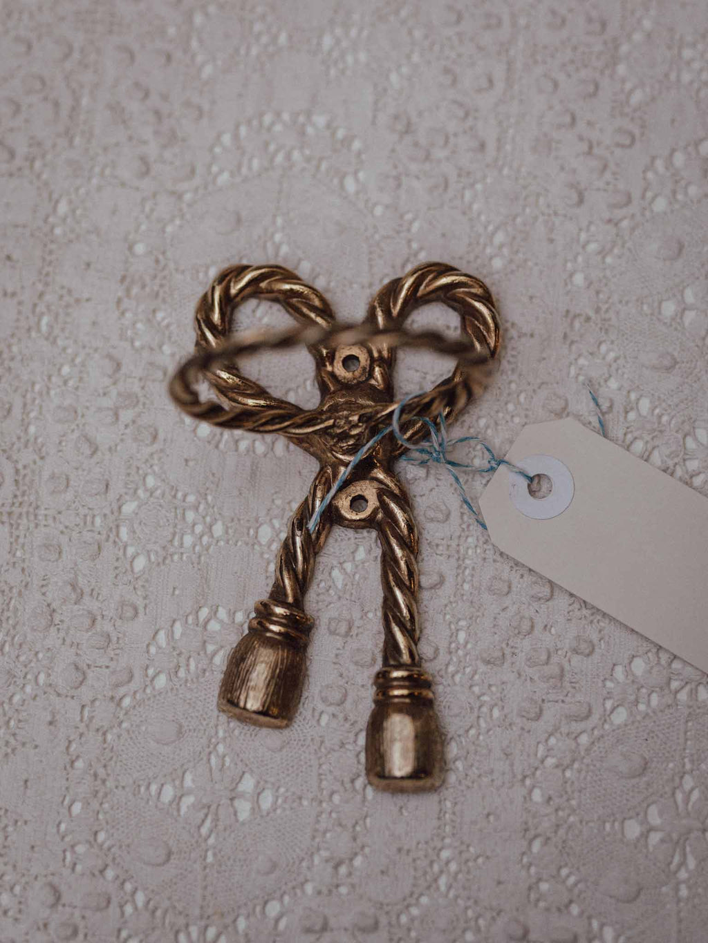 Cast Brass Rope Twist Bow Wall Hook
