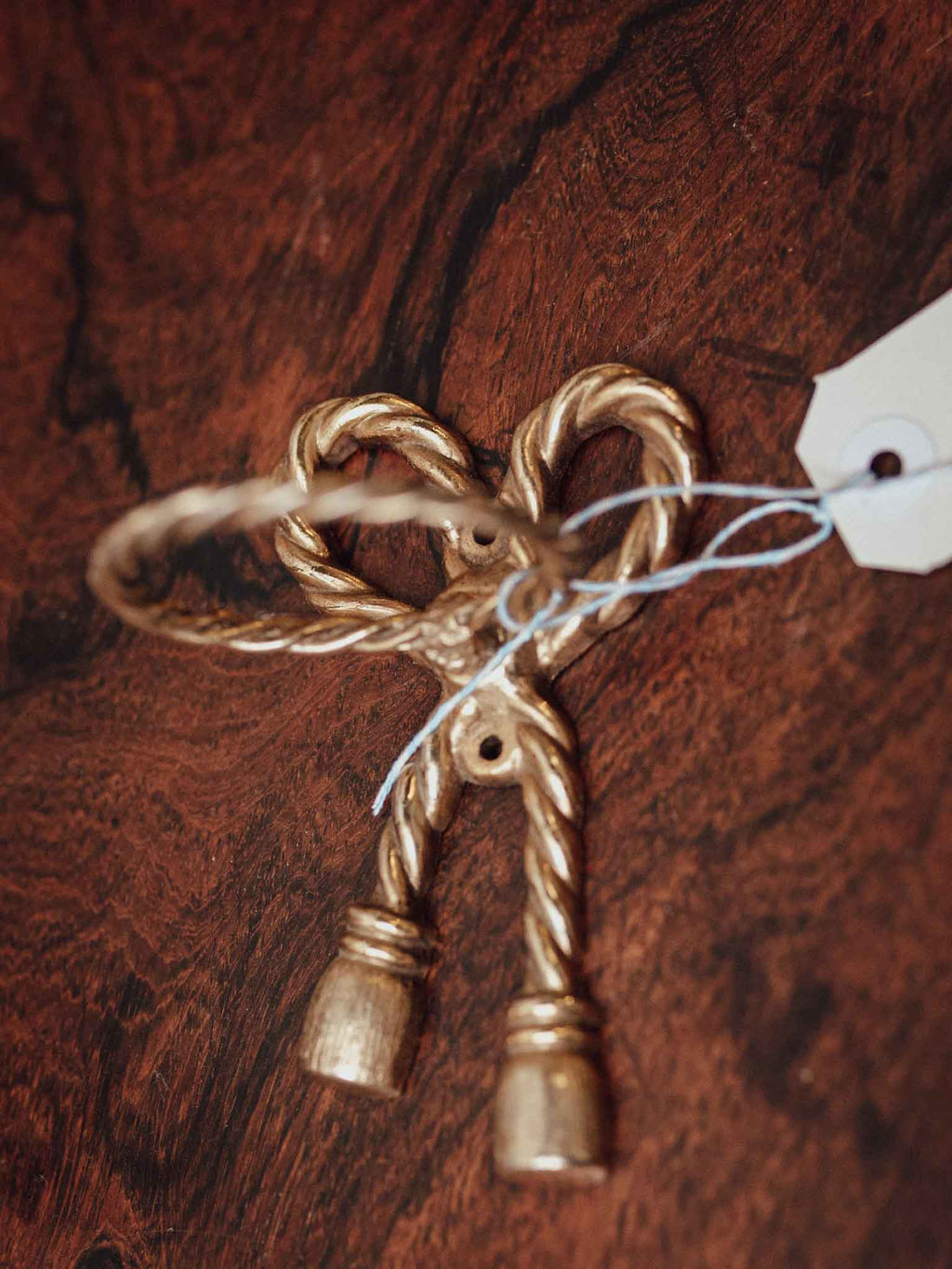 Cast Brass Rope Twist Bow Wall Hook