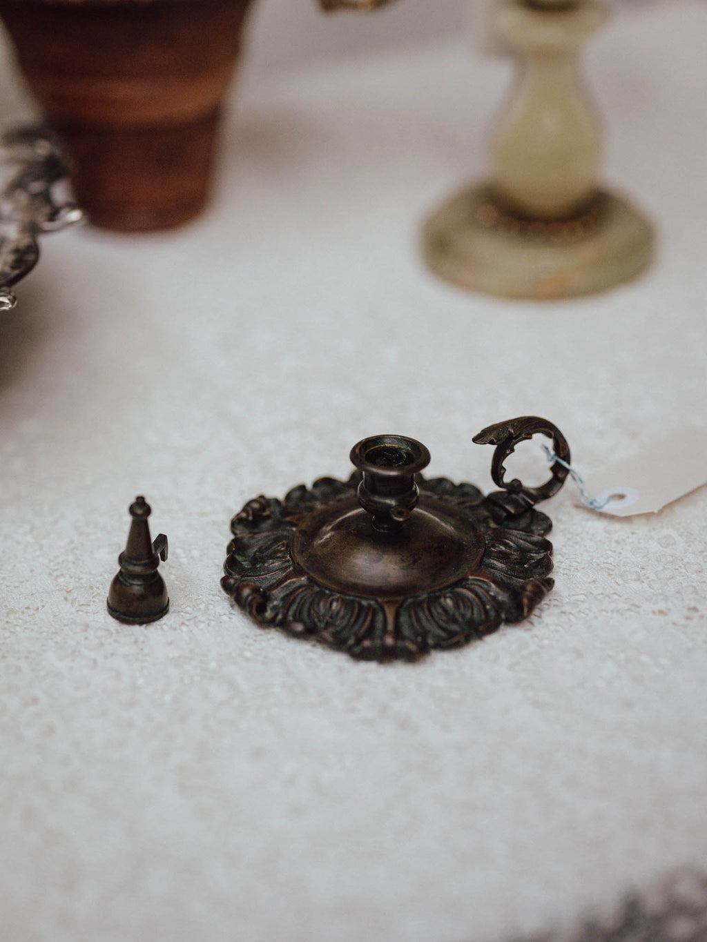 Antique Brass Chamberstick with Snuffer
