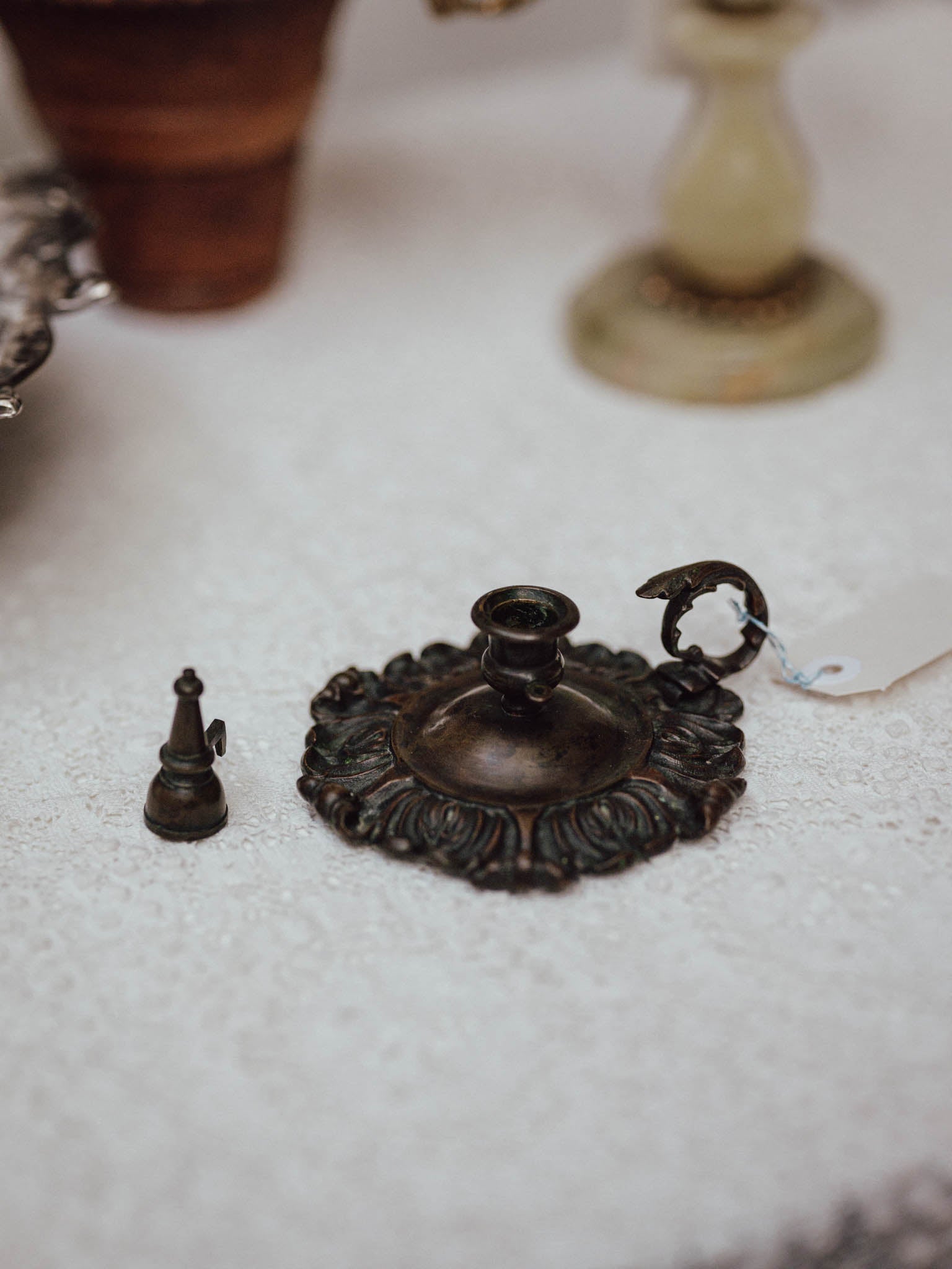 Antique Brass Chamberstick with Snuffer