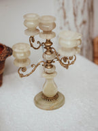 Vintage Onyx and Brass Five Light Candelabra