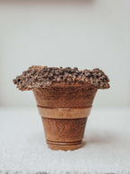 Turned Blackboy Peach Wood Vase with Natural Burr Rim