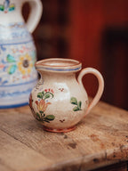Hand Painted Folk Art Pottery Jug with Stag and Tulip