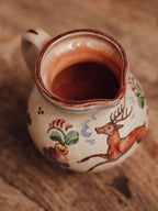 Hand Painted Folk Art Pottery Jug with Stag and Tulip