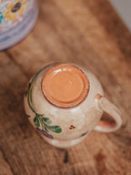 Hand Painted Folk Art Pottery Jug with Stag and Tulip