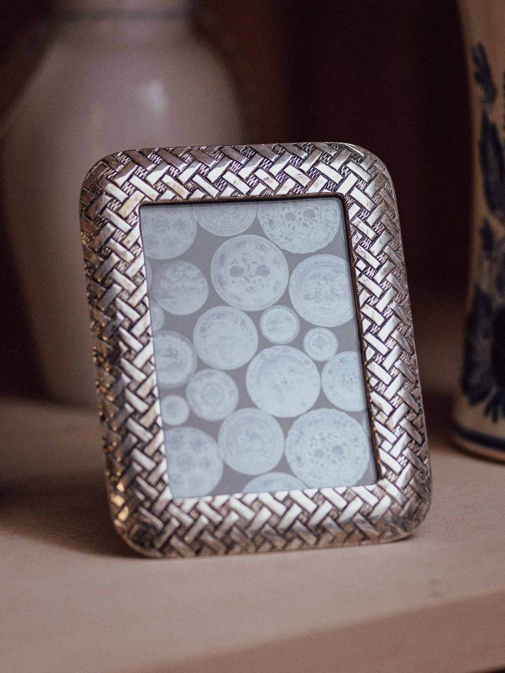 Miniature Sonia Watts Silver Toned Basketweave Photo Frame