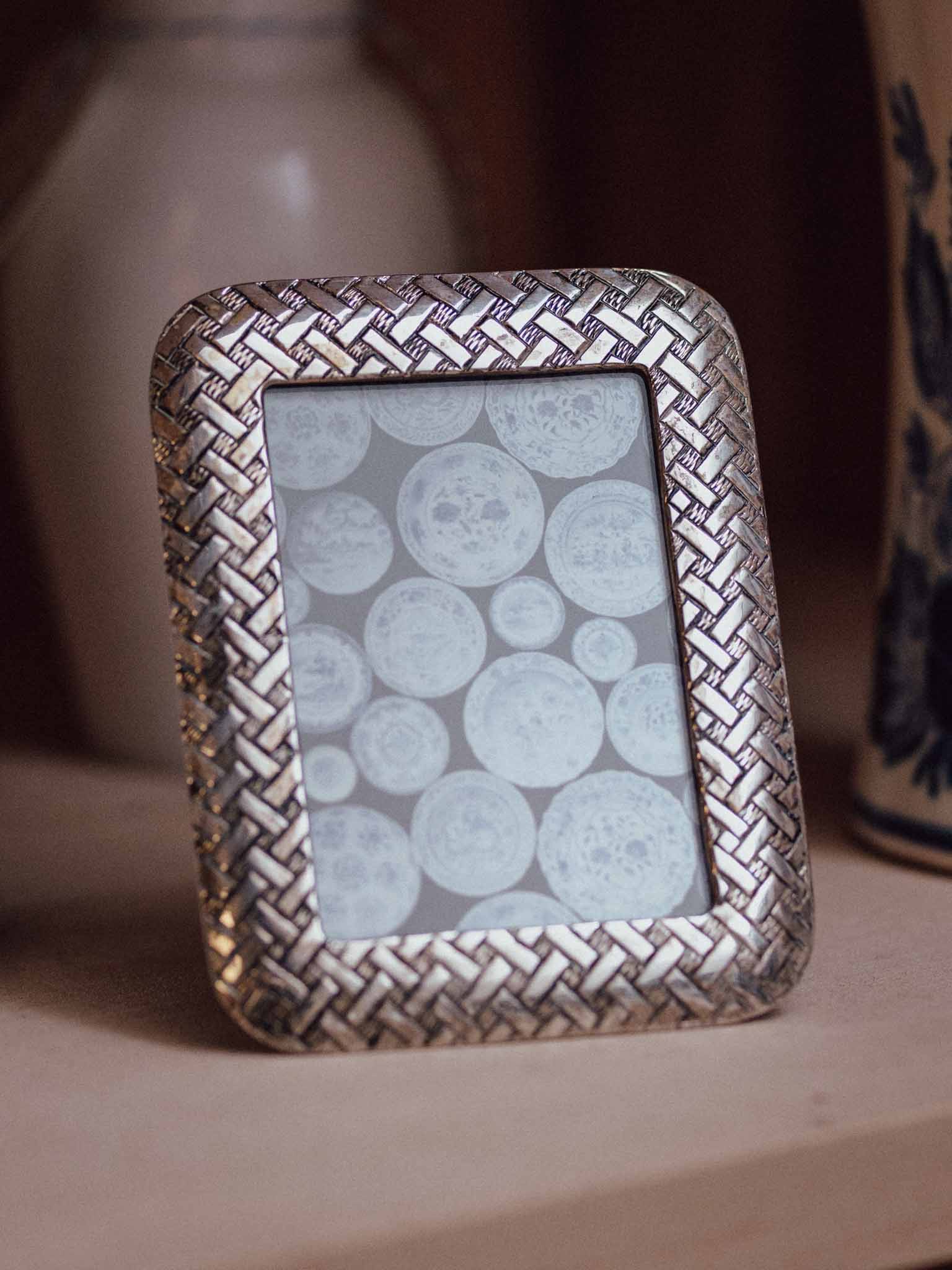 Miniature Sonia Watts Silver Toned Basketweave Photo Frame