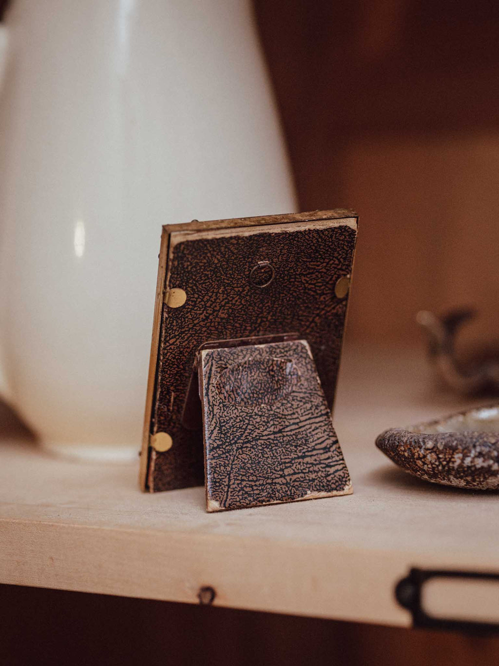 Miniature Brass Frame with Convex Glass and Fish
