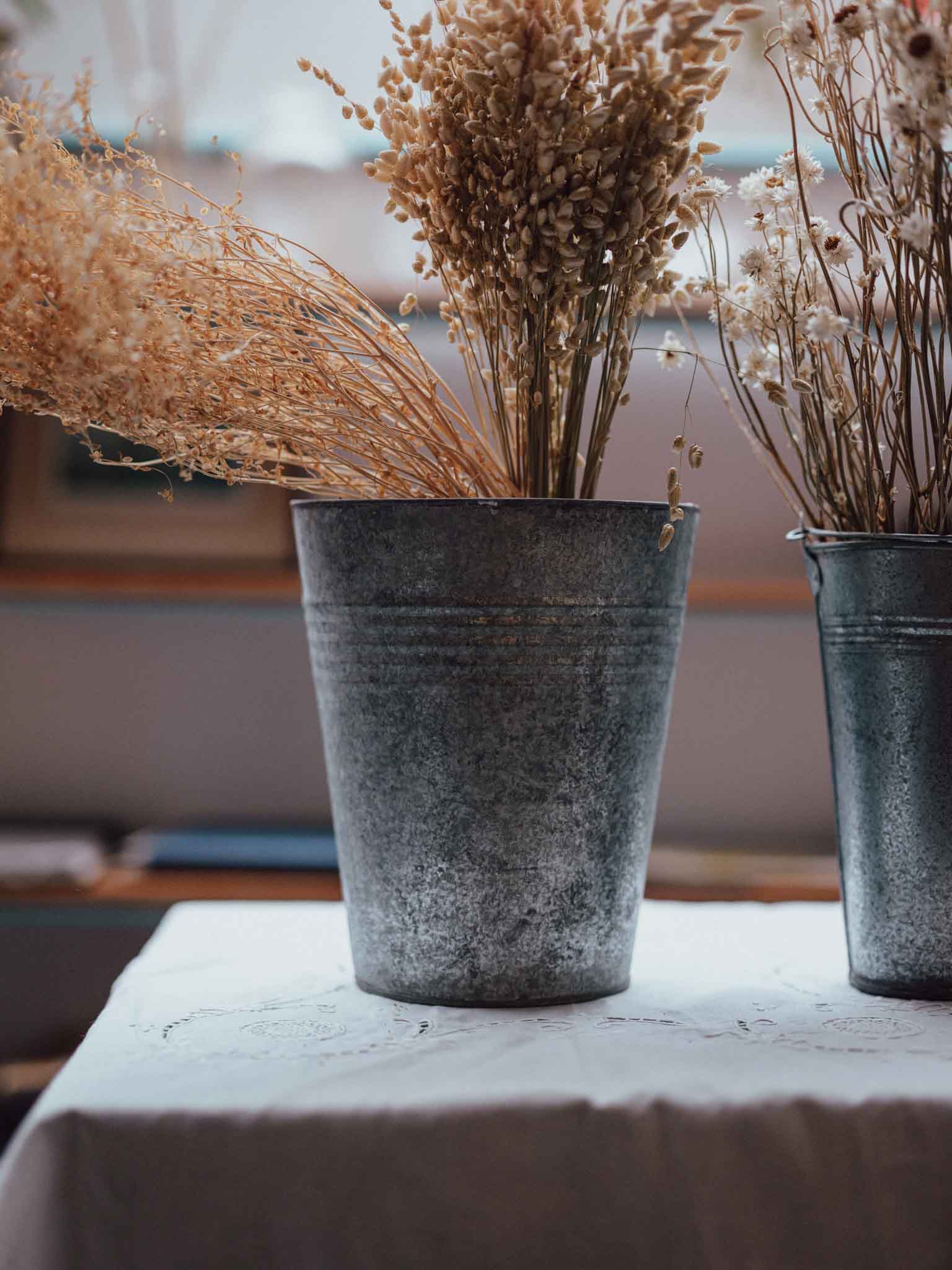 Vintage Zinc Florist Bucket Vase