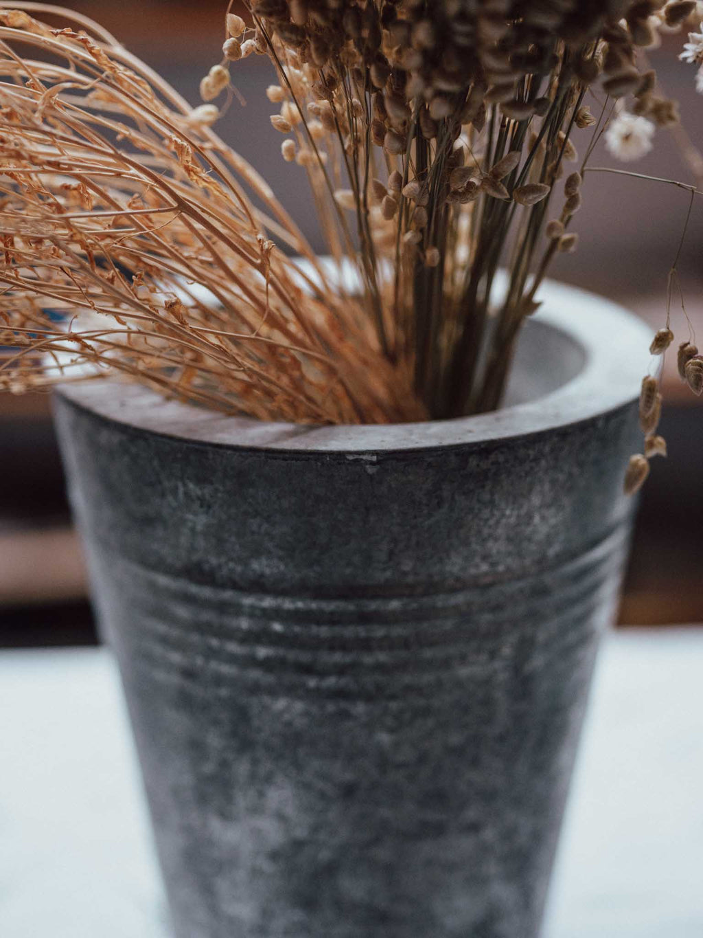 Vintage Zinc Florist Bucket Vase