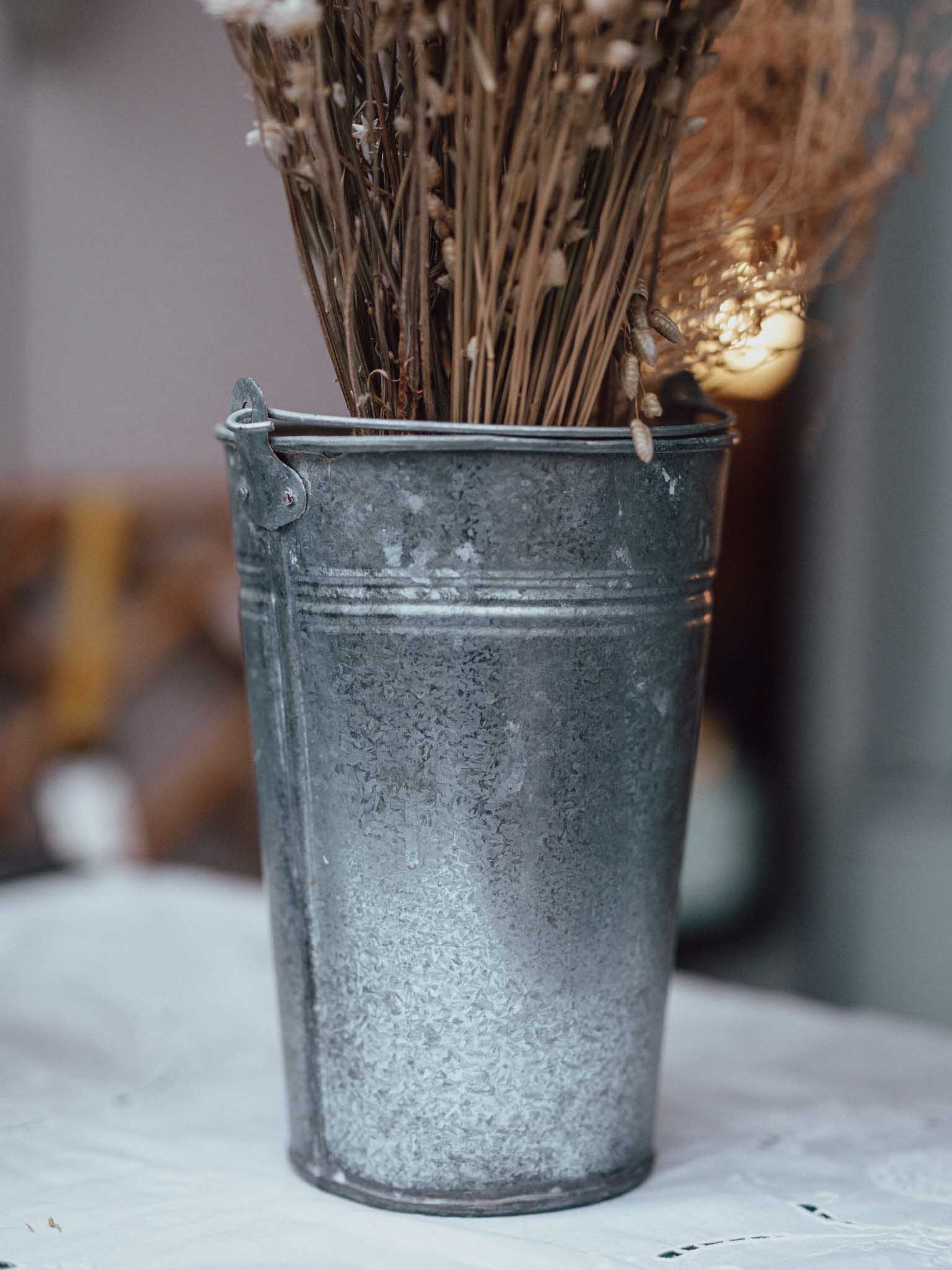 Vintage Galvanised Florist Bucket by R McMillan Tinsmiths Wellington