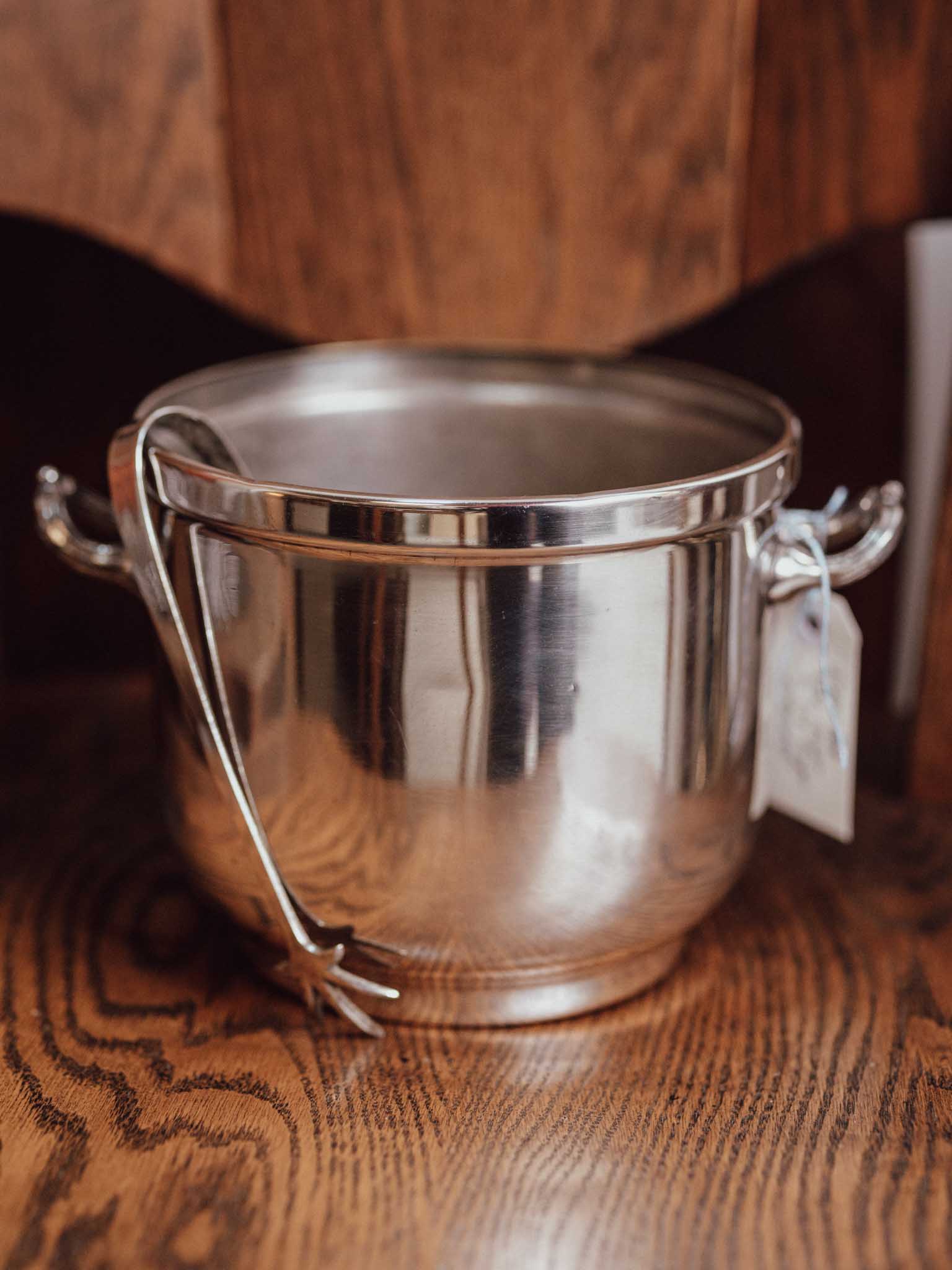 Silver Plated Champagne Bucket with Ice Tongs