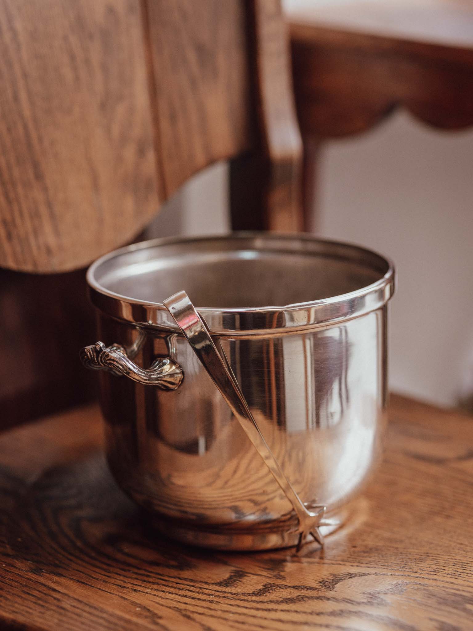 Silver Plated Champagne Bucket with Ice Tongs