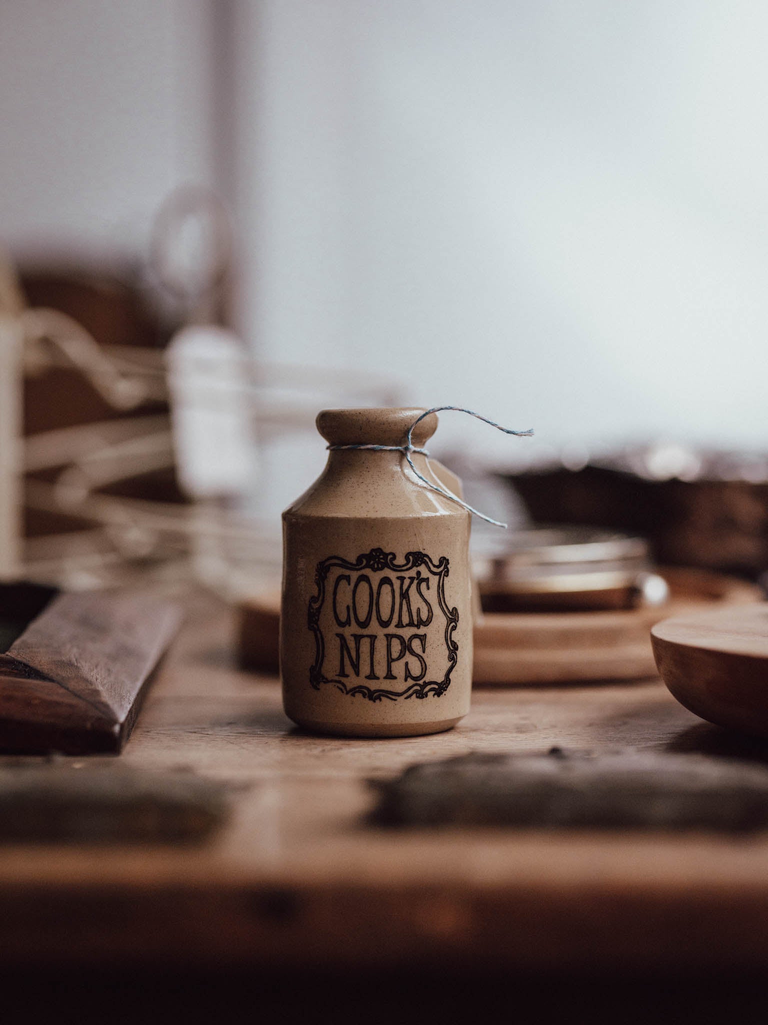 Vintage Stoneware Cook's Nips Jar