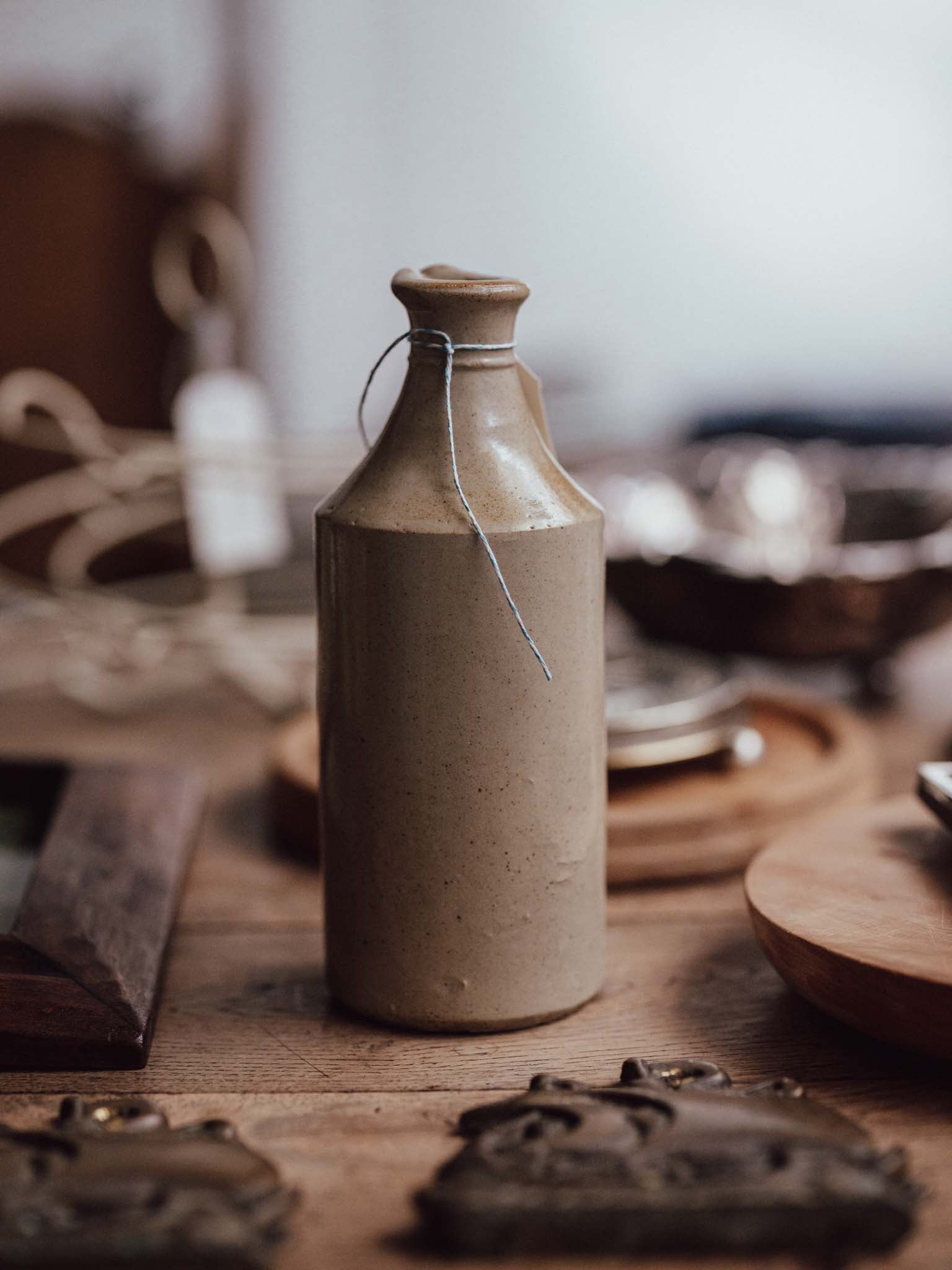 Antique Salt-Glazed Stoneware Bottle