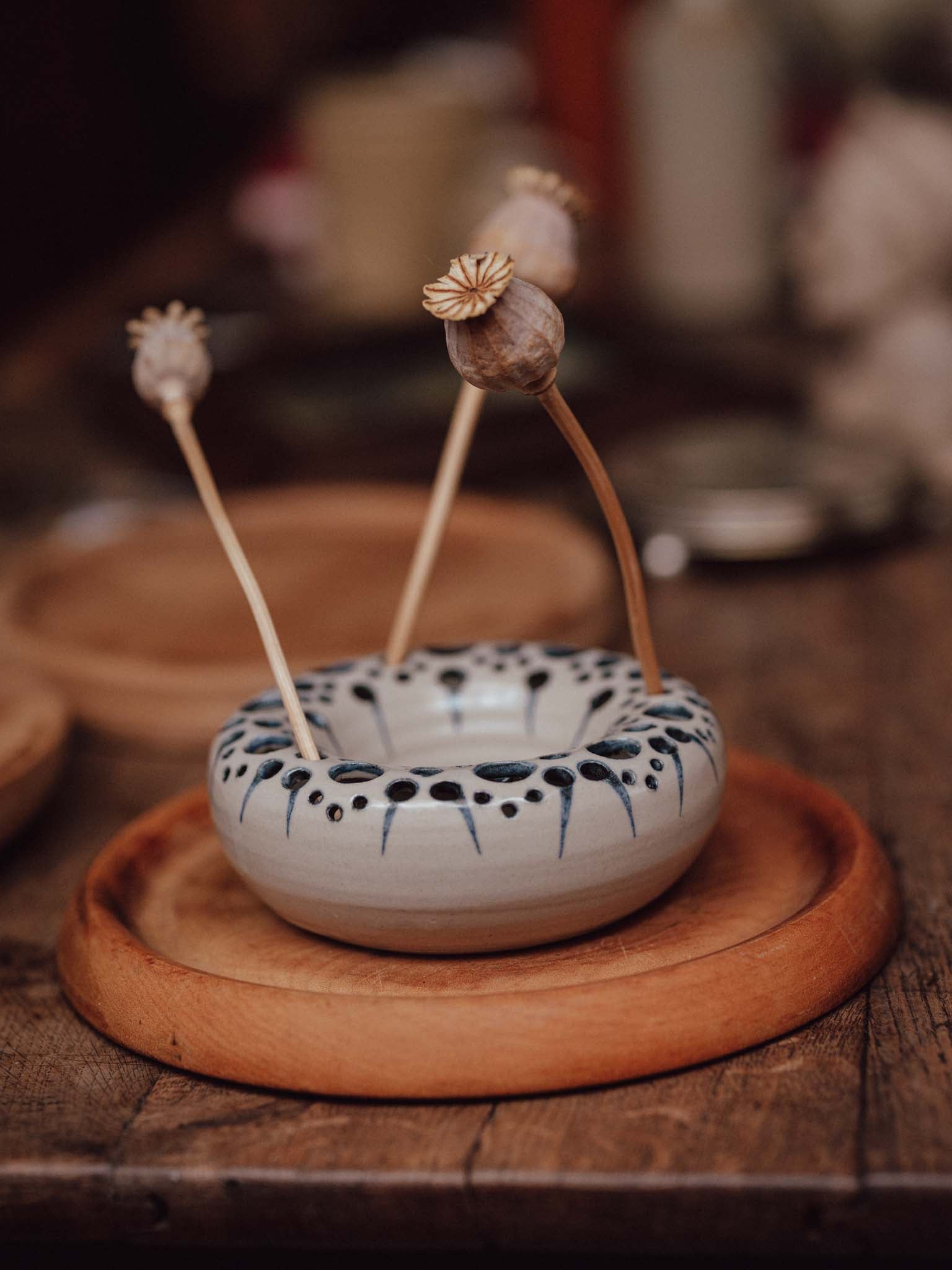 Maata Pottery Flower Frog Bowl