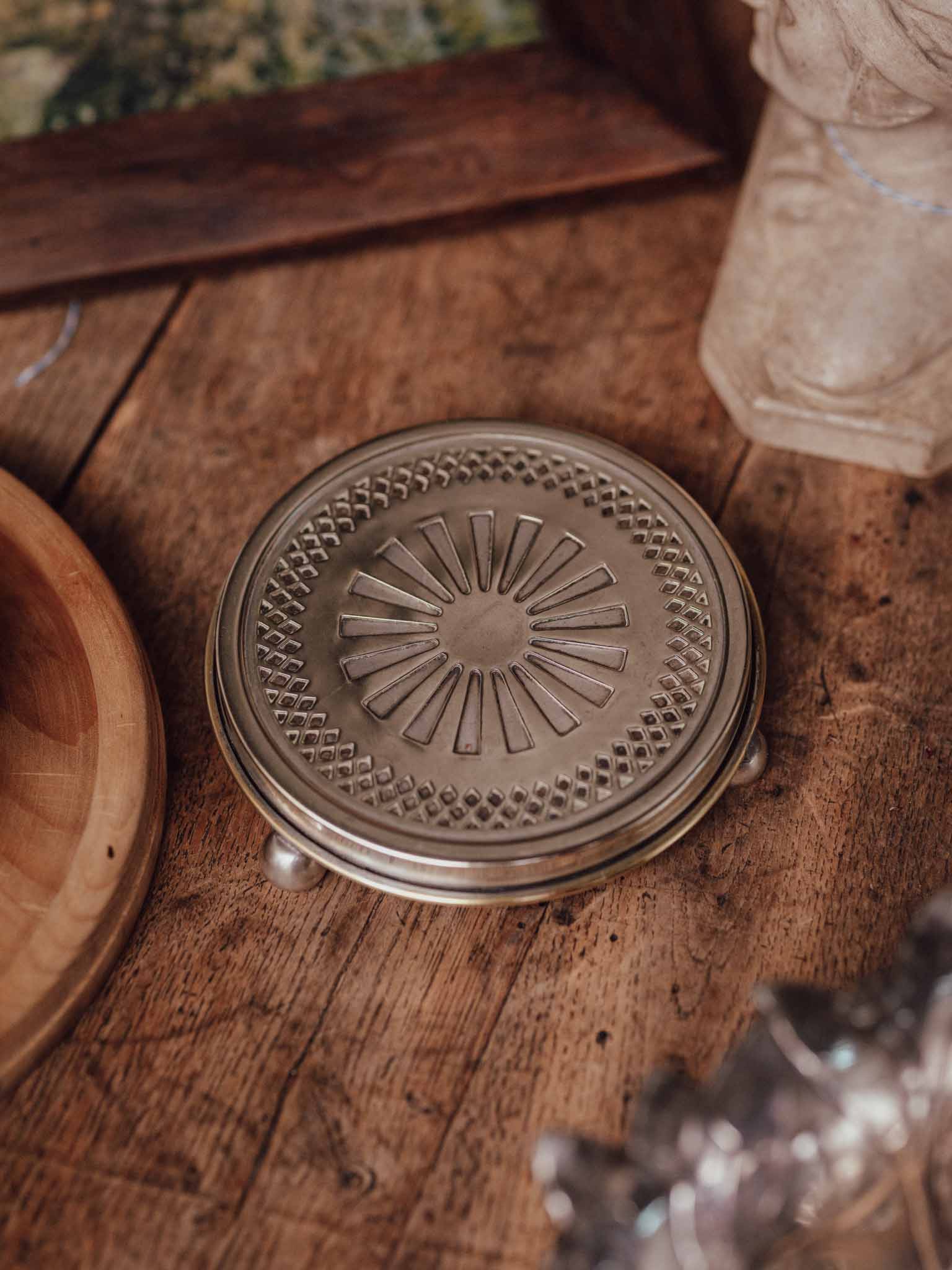 Silver Plated Footed Sunburst Dish