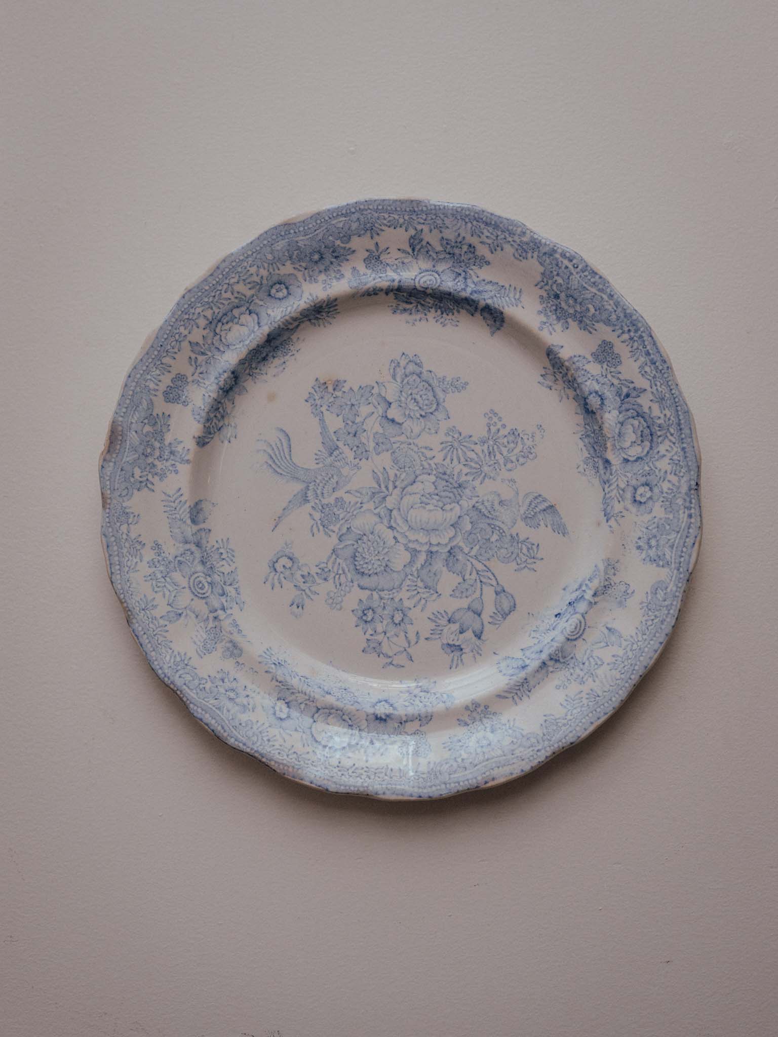 Asiatic Pheasants Blue Transferware Plate 2 of 2